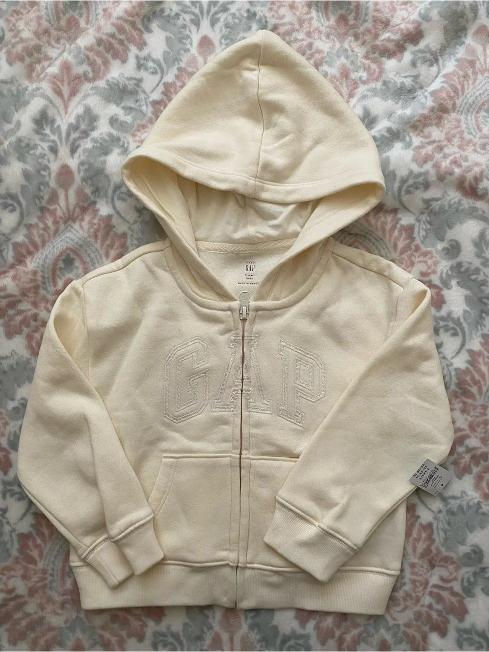 GAP Cream Hooded Zip-Up Sweatshirt for Kids